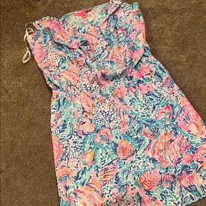 Lilly Pulitzer Pink and Blue Tropical Dress romper